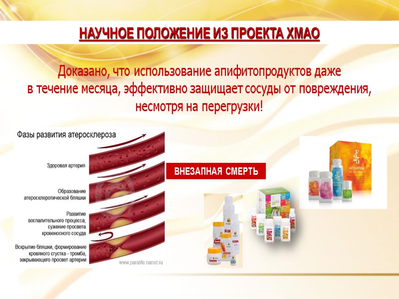 Доказано, что использование апифитопродуктов даже  в течение месяца, эффективно защищает сосуды от повреждения,